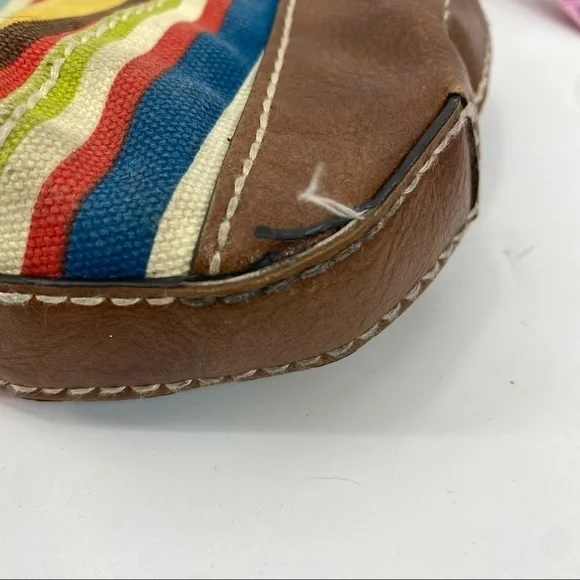 Fossil striped canvas leather crossbody satchel - Picture 10 of 11